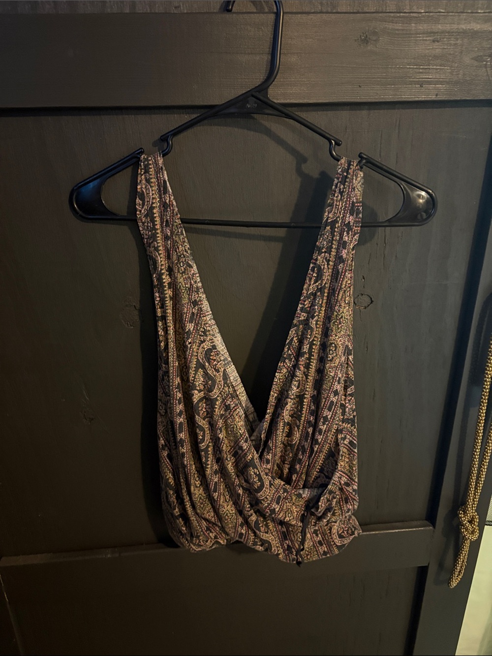 We The Free Paisley Surplice Camisole in Black and Purple Tones
